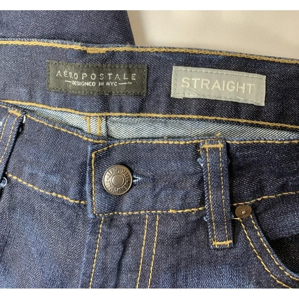 NEW Aeropostale Jeans Women 28X30 Blue Straight Dark Wash Denim 100% Cotton wTAG